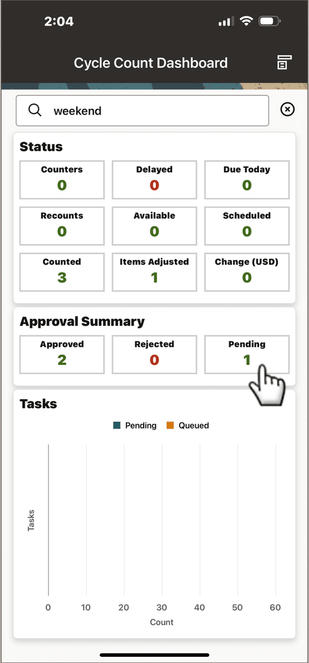 One Count Pending Approval