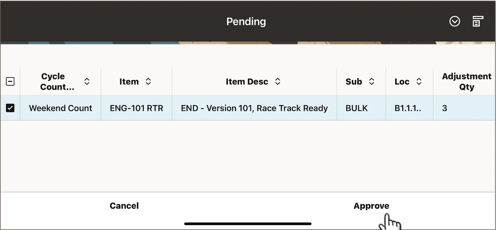 Act on Count Pending Approval