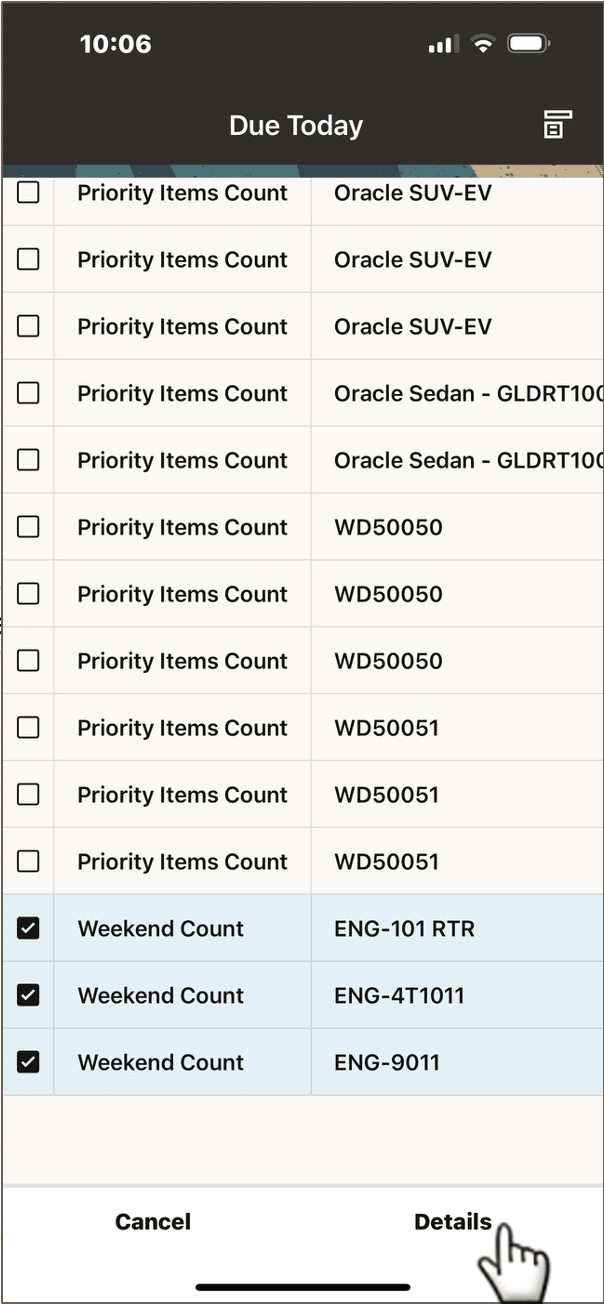 List of Cycle Count Tasks that are Due Today