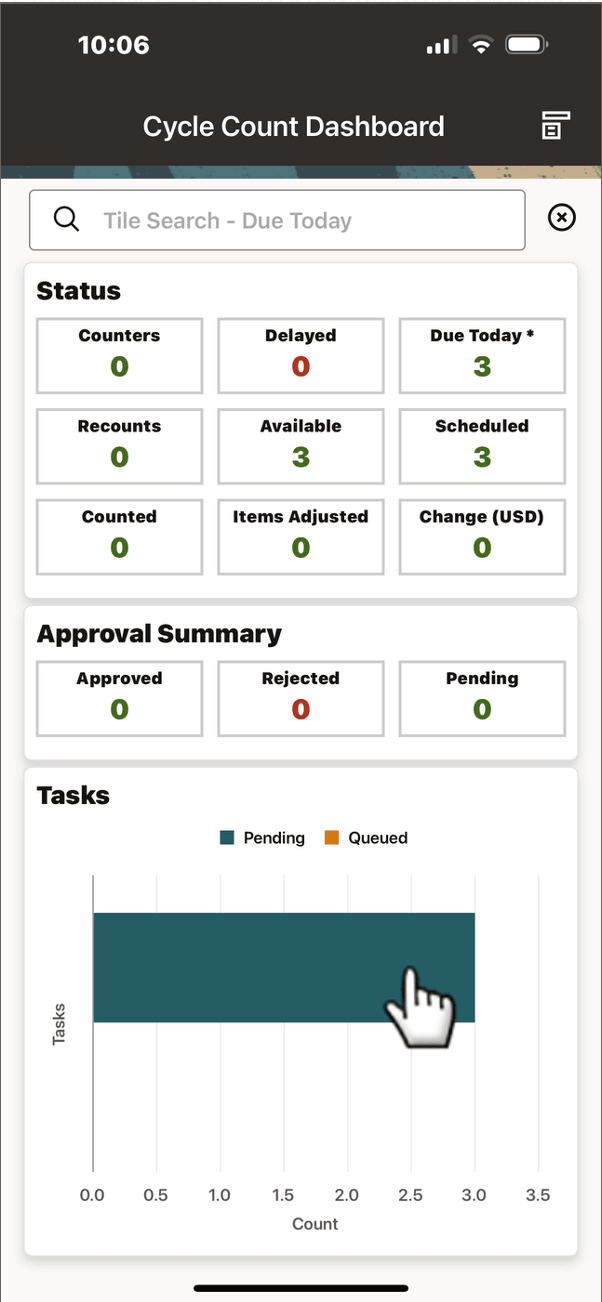 Filter Results for the Due Today Metric