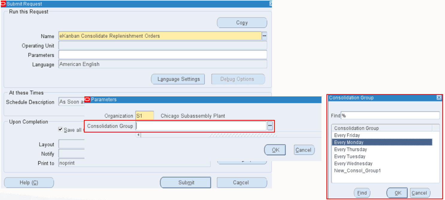 New Consolidation Group Parameter in eKanban Consolidate Replenishment Orders Concurrent Program