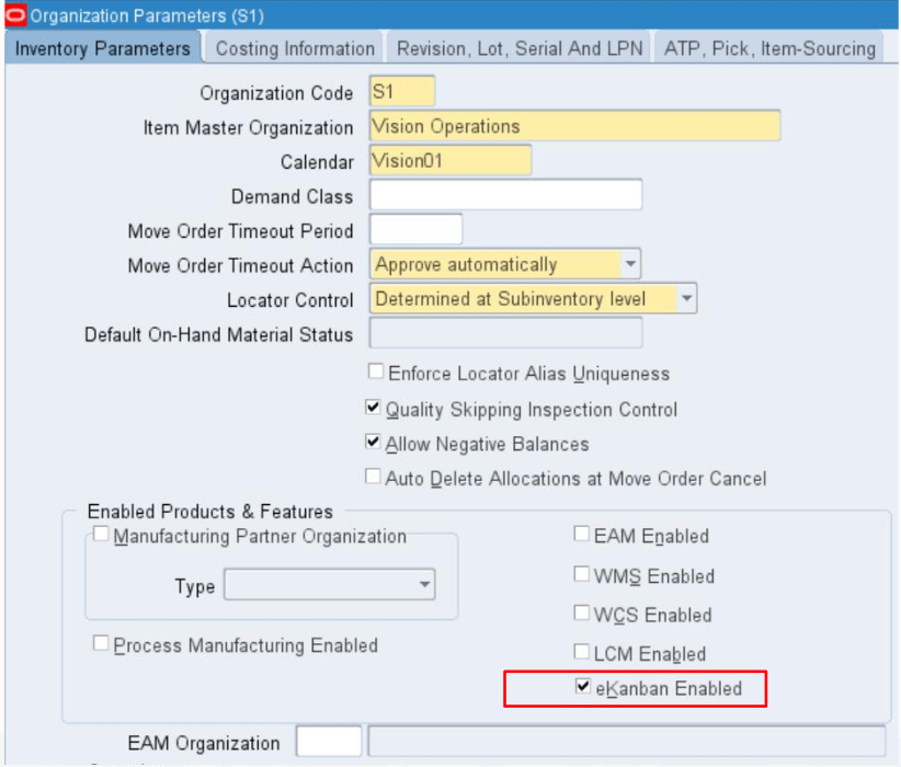 Enable Electronic Kanban for an Organization