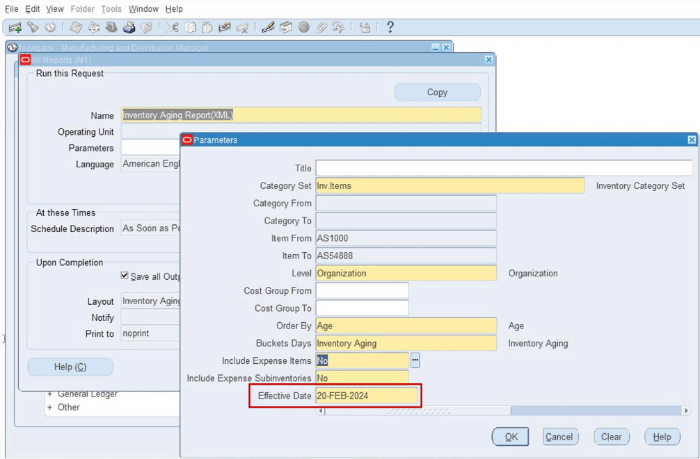 Inventory Aging Report XML