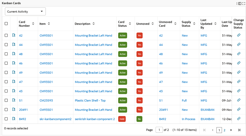 Kanban Cards – Change Supply Status for a Card