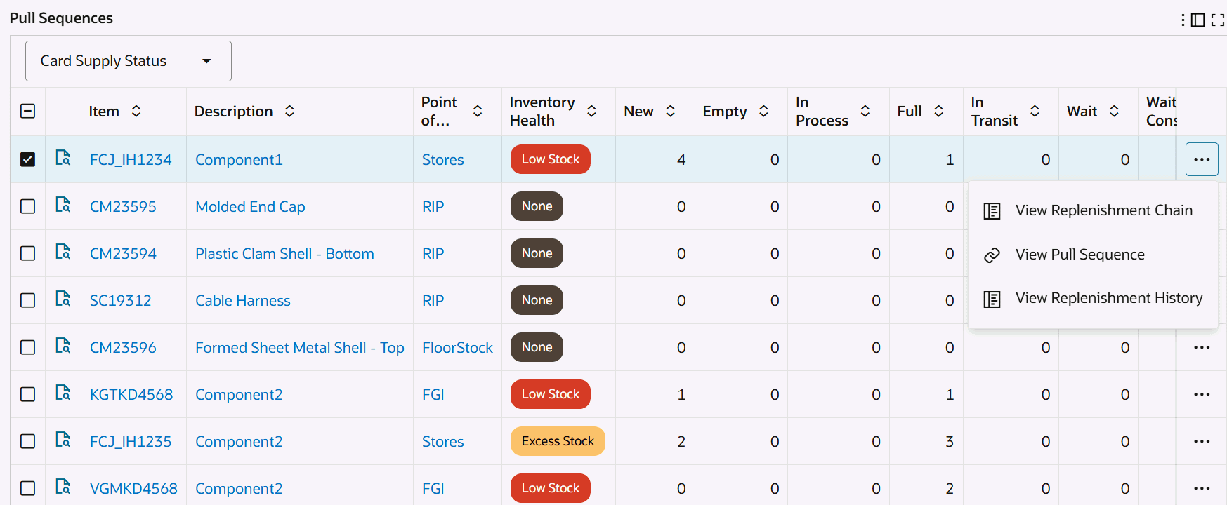 Inventory Health Tab – View Replenishment History