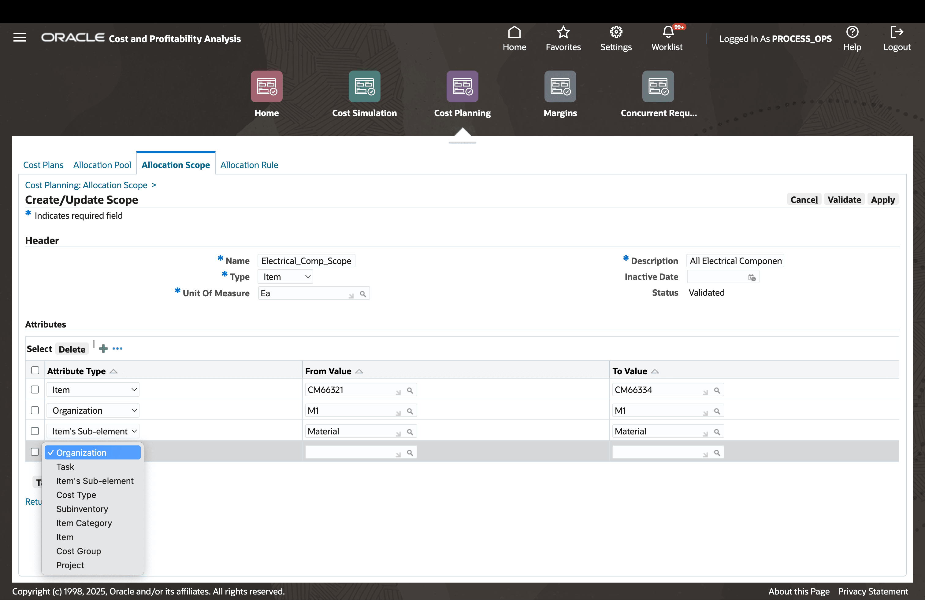 Define Allocation Scope of Type "Item"
