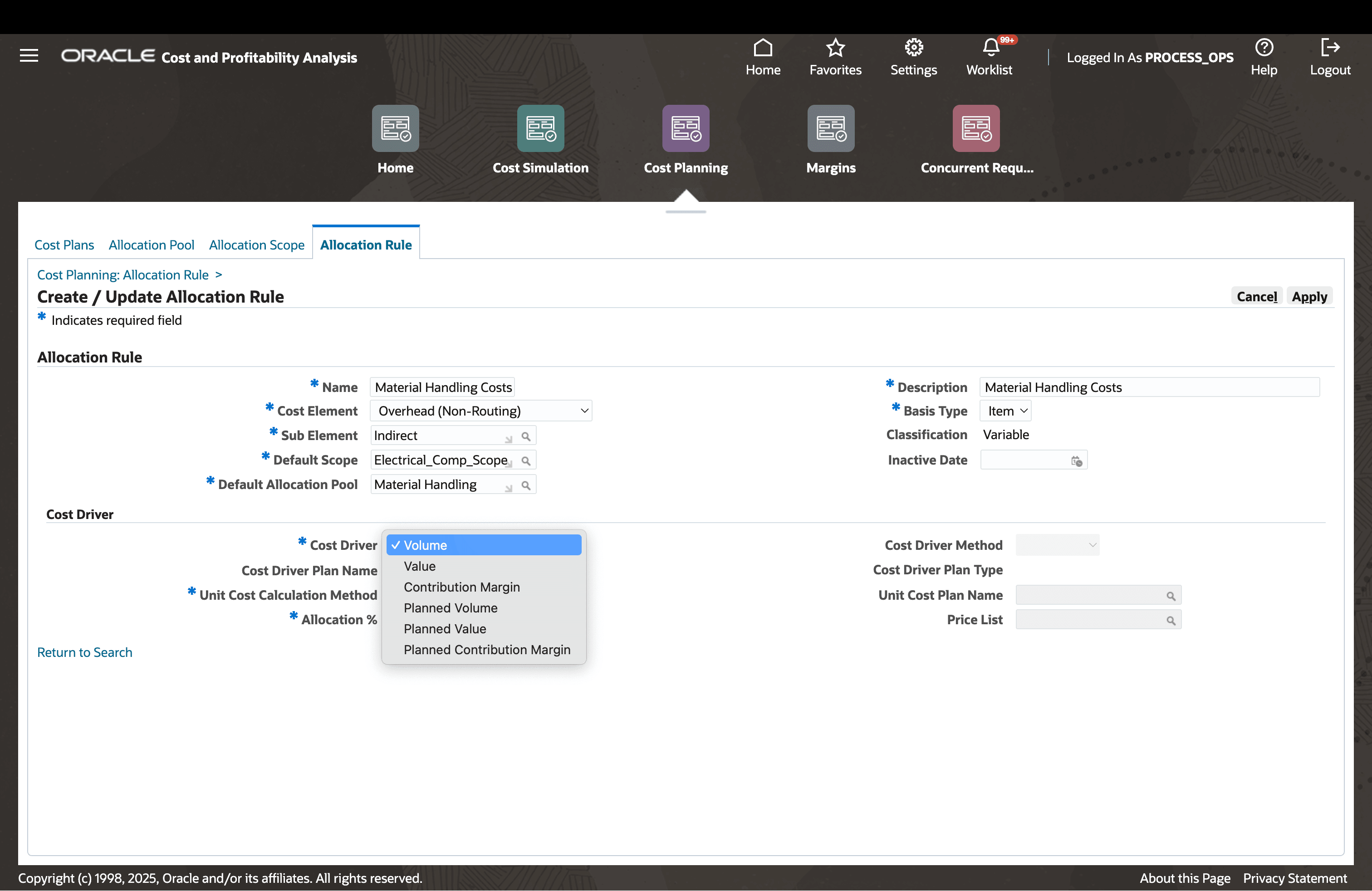 Define Allocation Rules