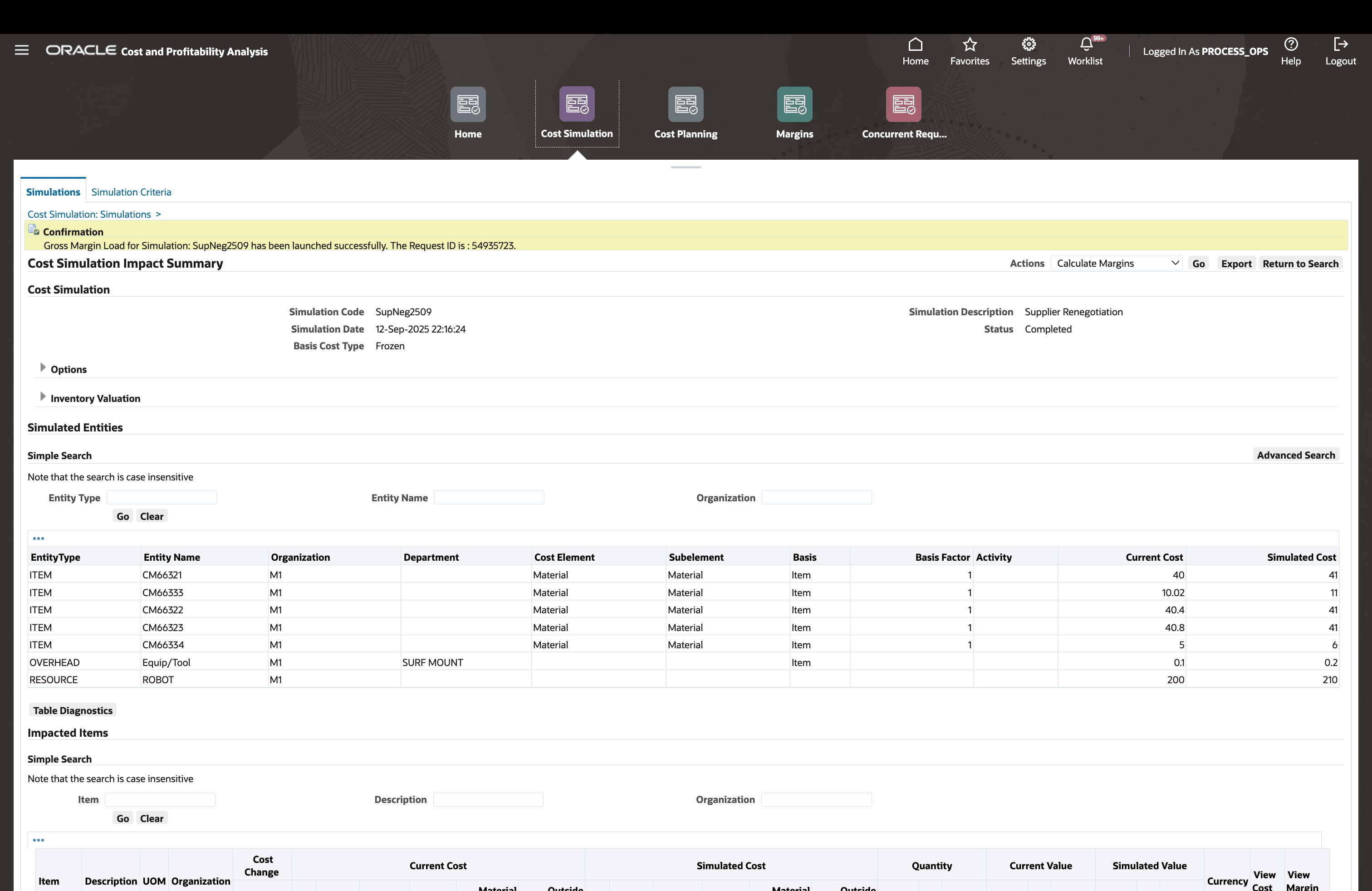 Calculate Margins for a Cost Simulation