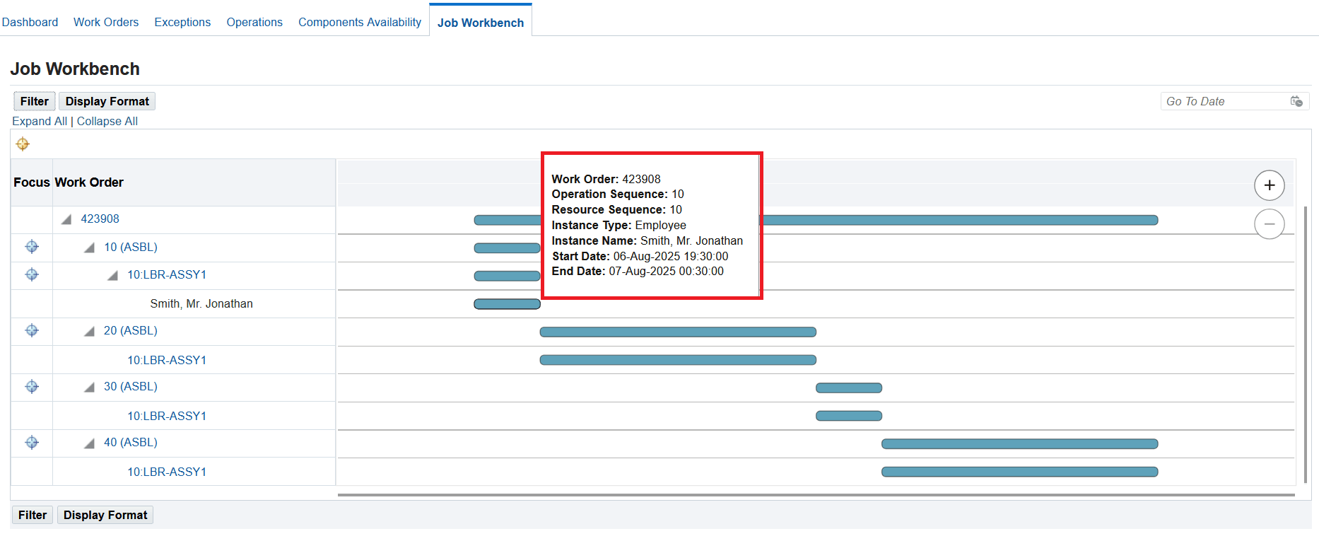 Resource instance tool tip