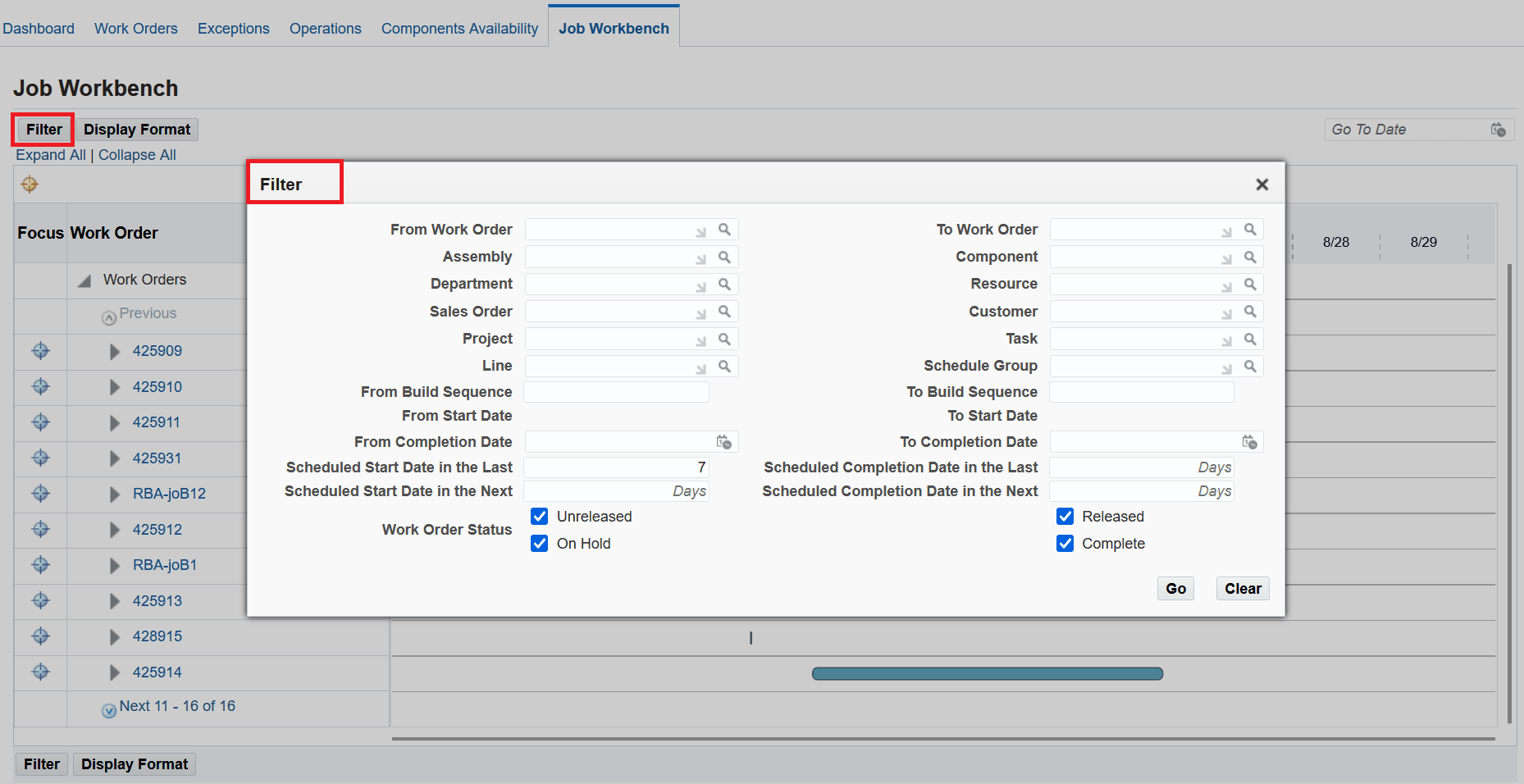 Job Workbench - Default filter setting