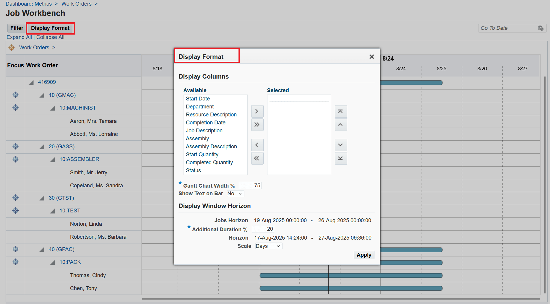 Display Format - Default setting