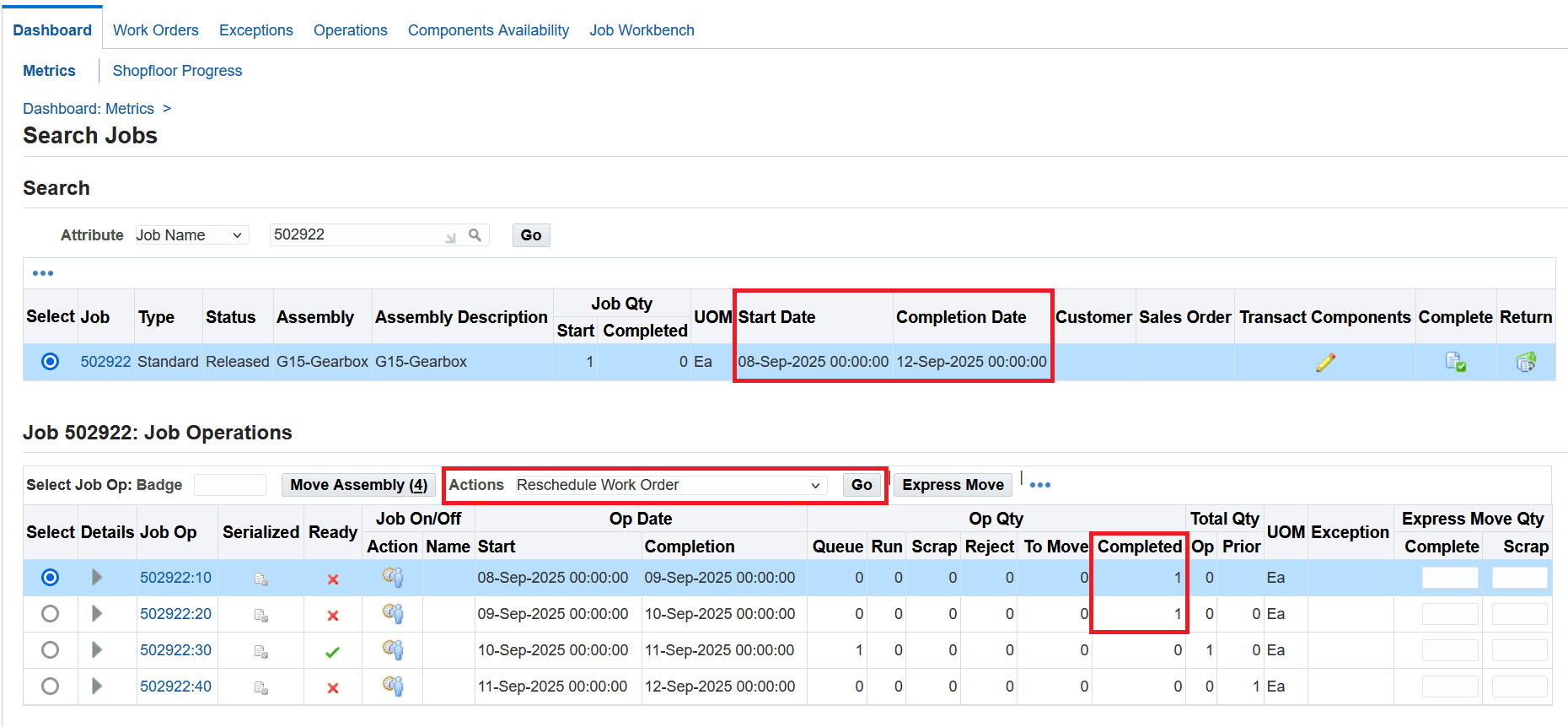 Job operations completed