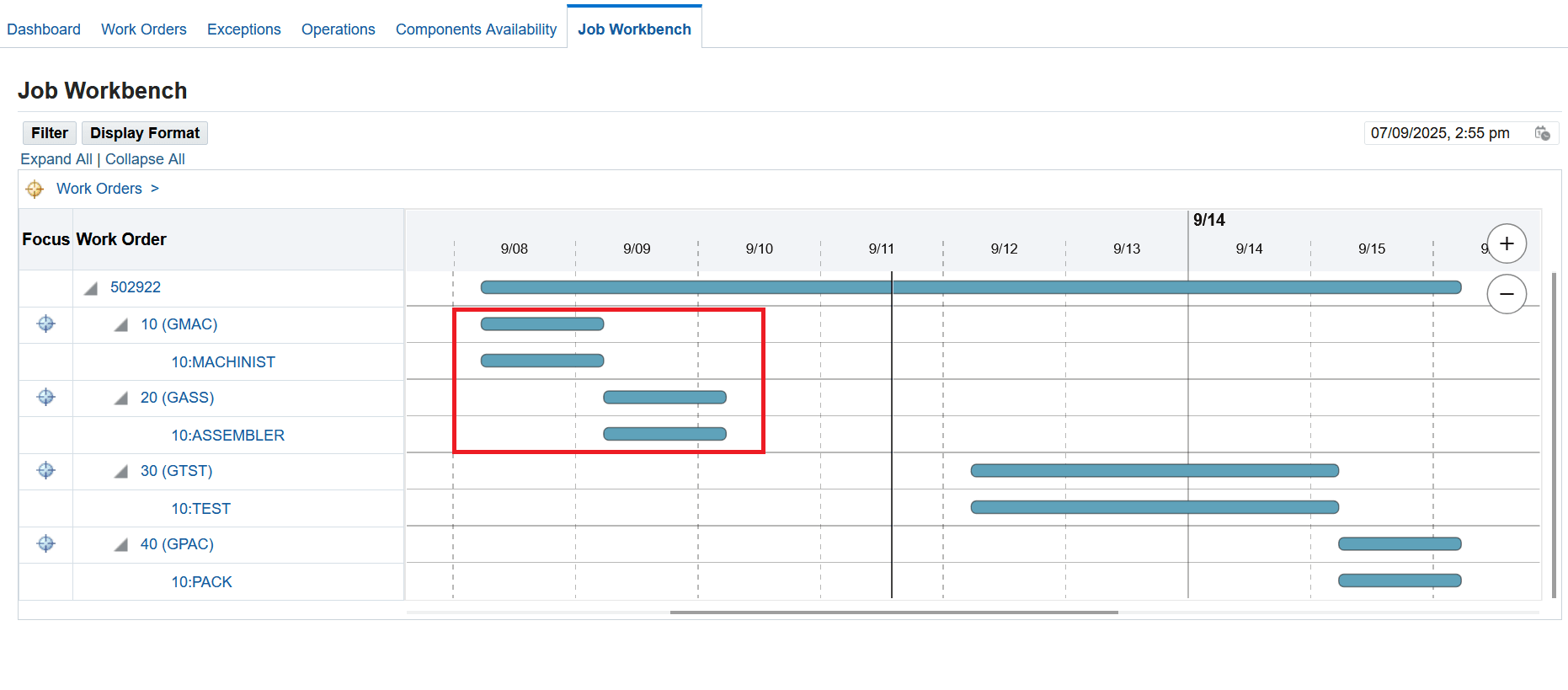 Completed operations bar schedule dates remain unchanged