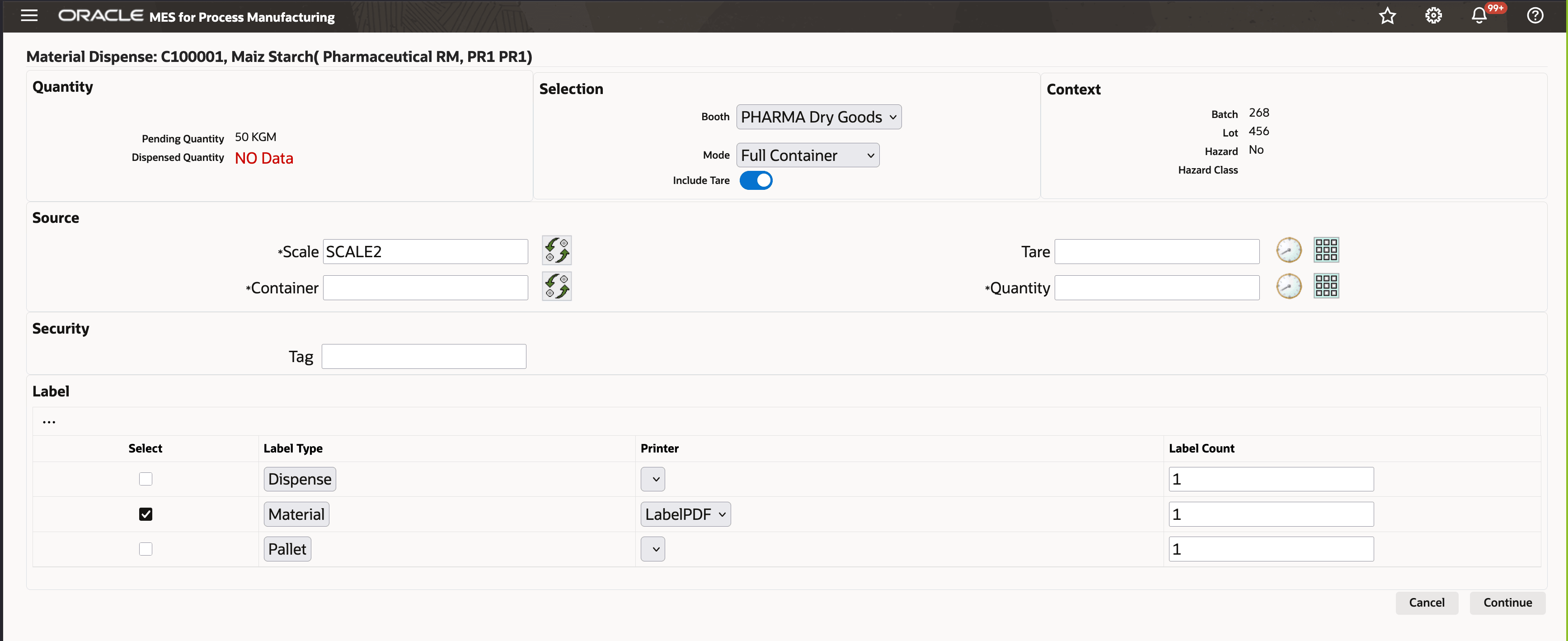 Touch Screen Dispense