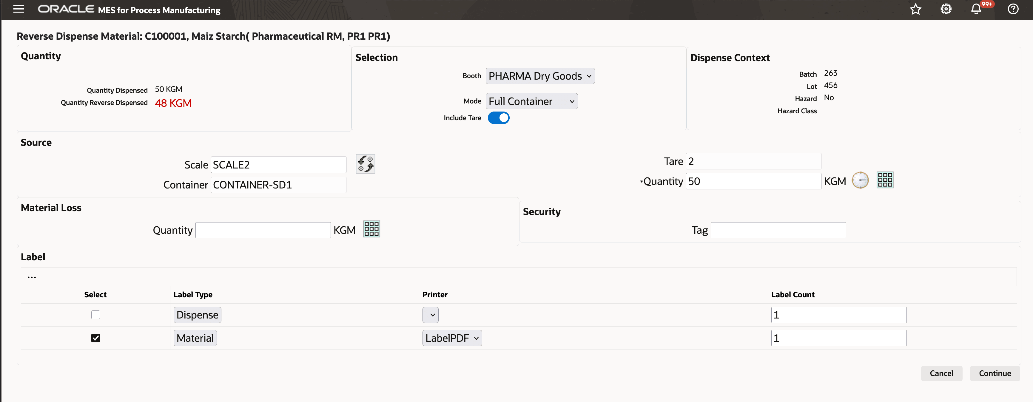 Reverse Material Dispense
