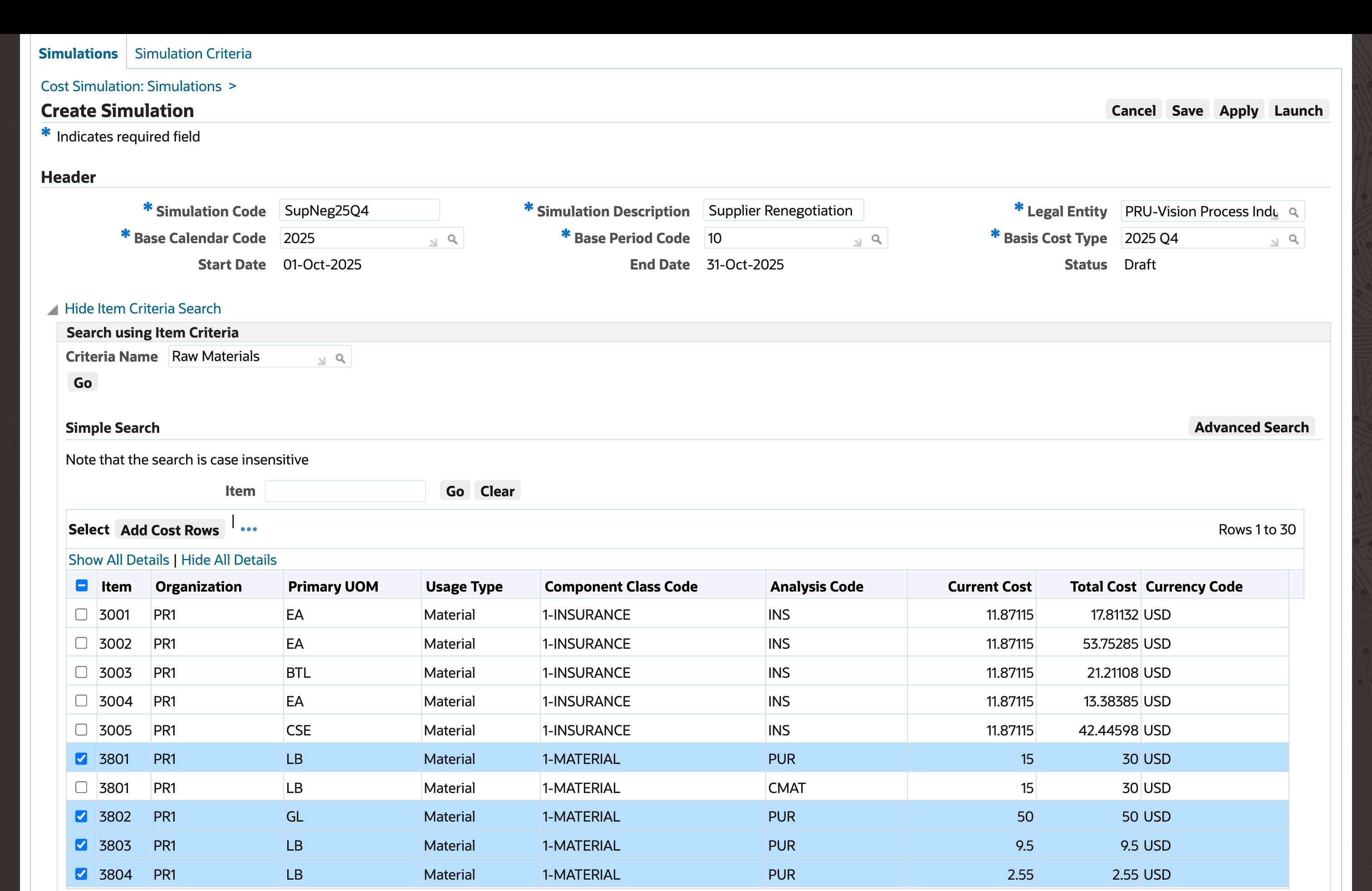 Create a Simulation using a Simulation Criteria