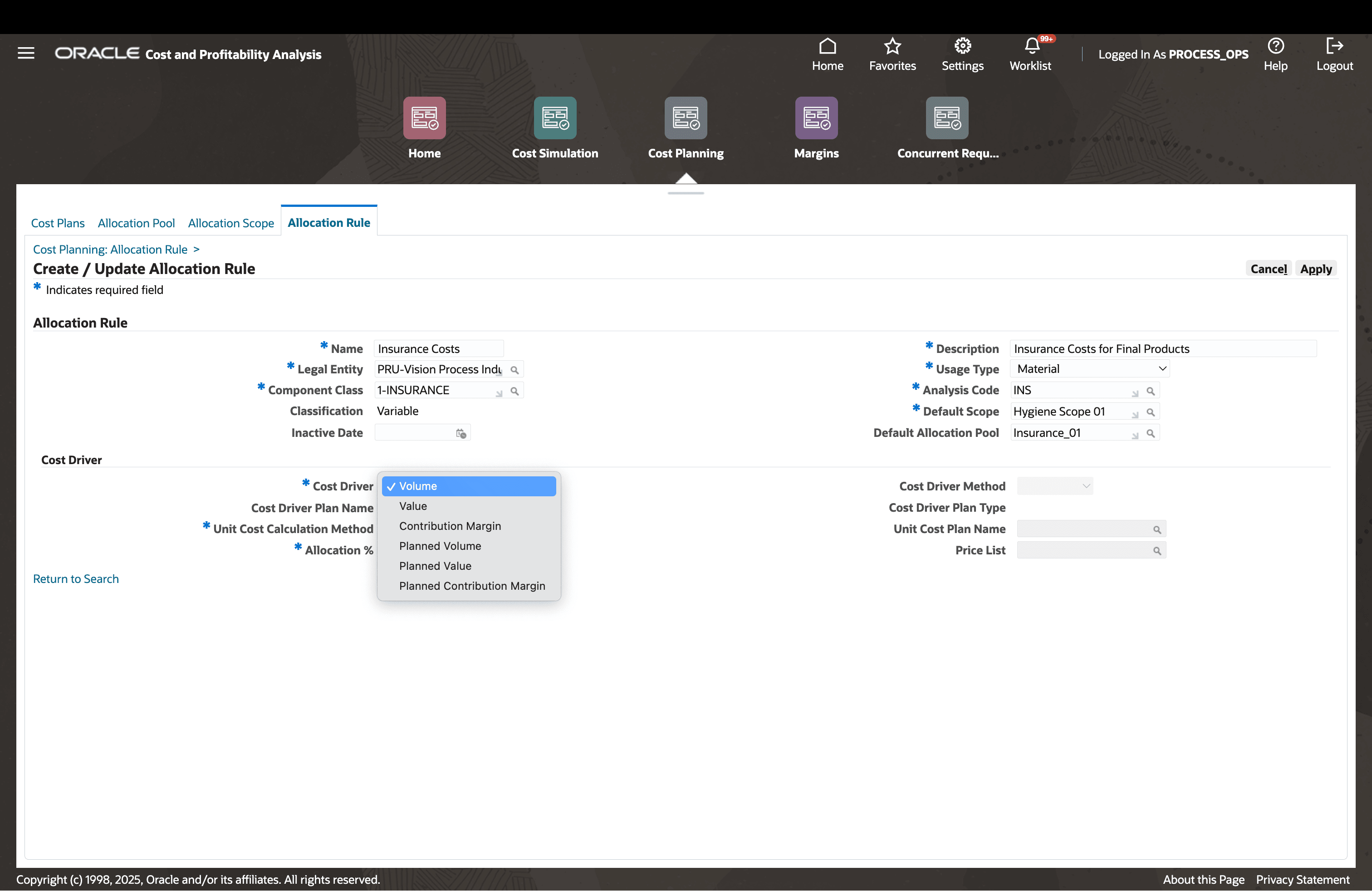 Define Allocation Rules