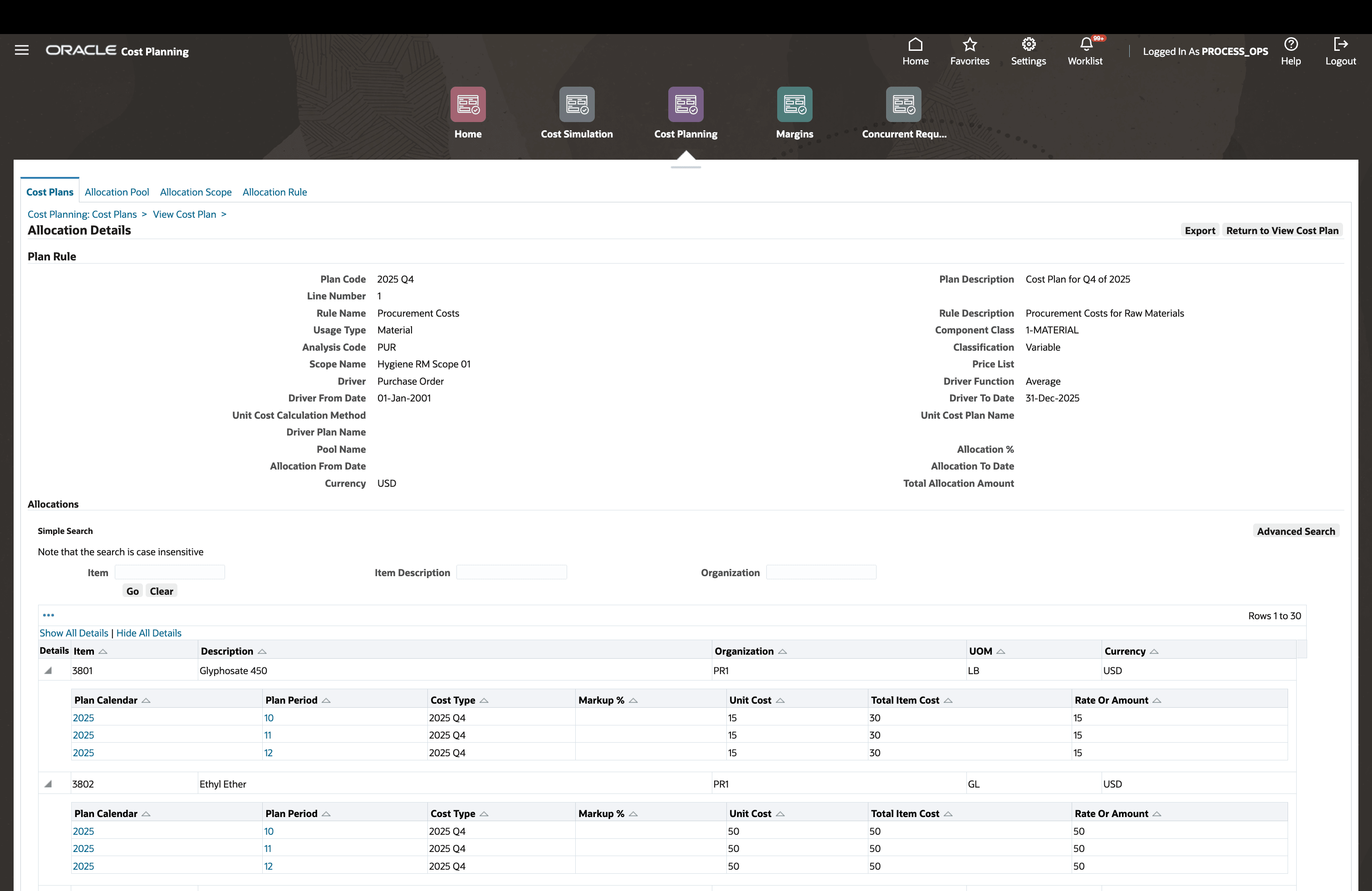Review the Cost Calculations Done by the Allocation Rule for a Purchasing Driver