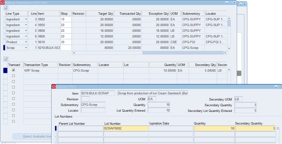 Create Material Transaction