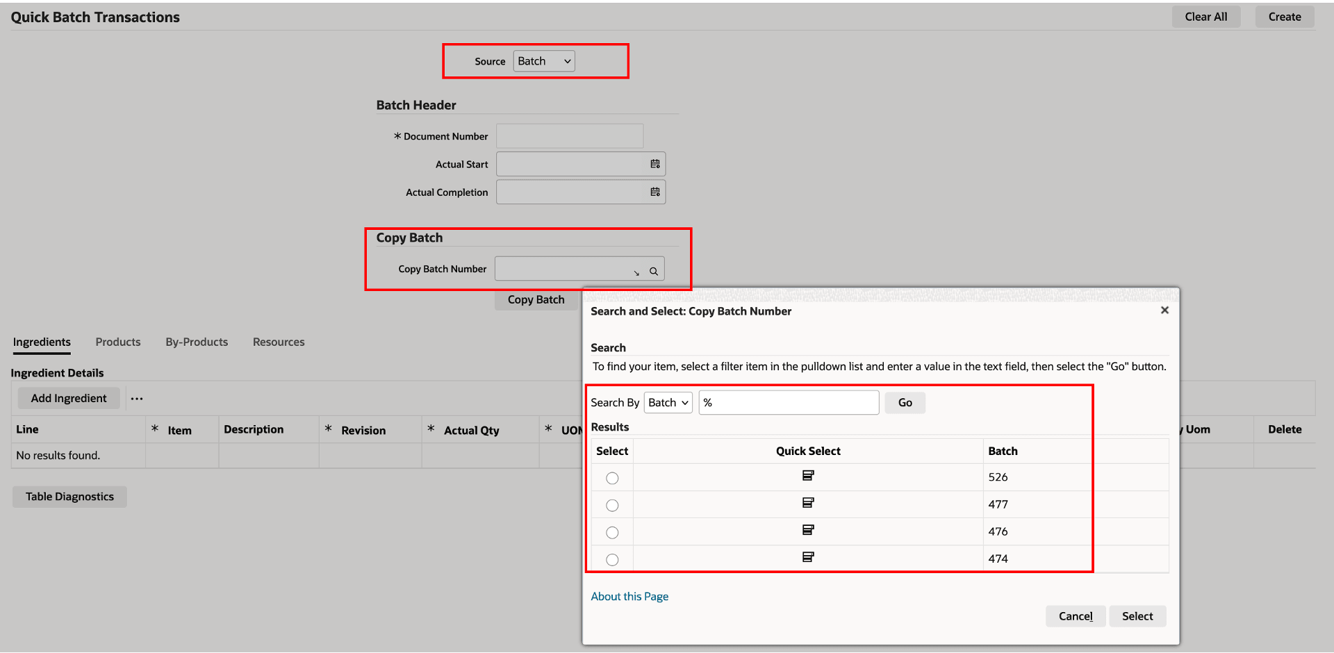 Quick Batch Transaction with Source as Batch