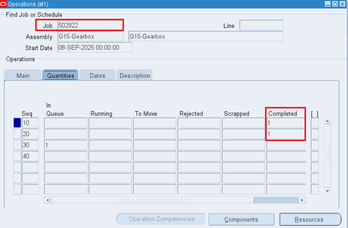 Job operations completed