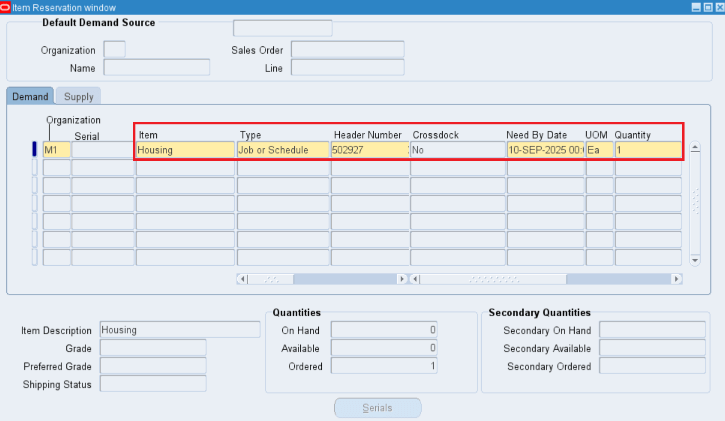 Reserve the supply job with the demand job