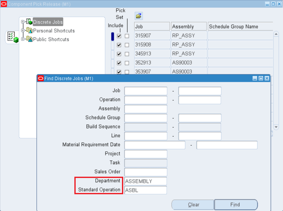 Component Pick Release (Form)