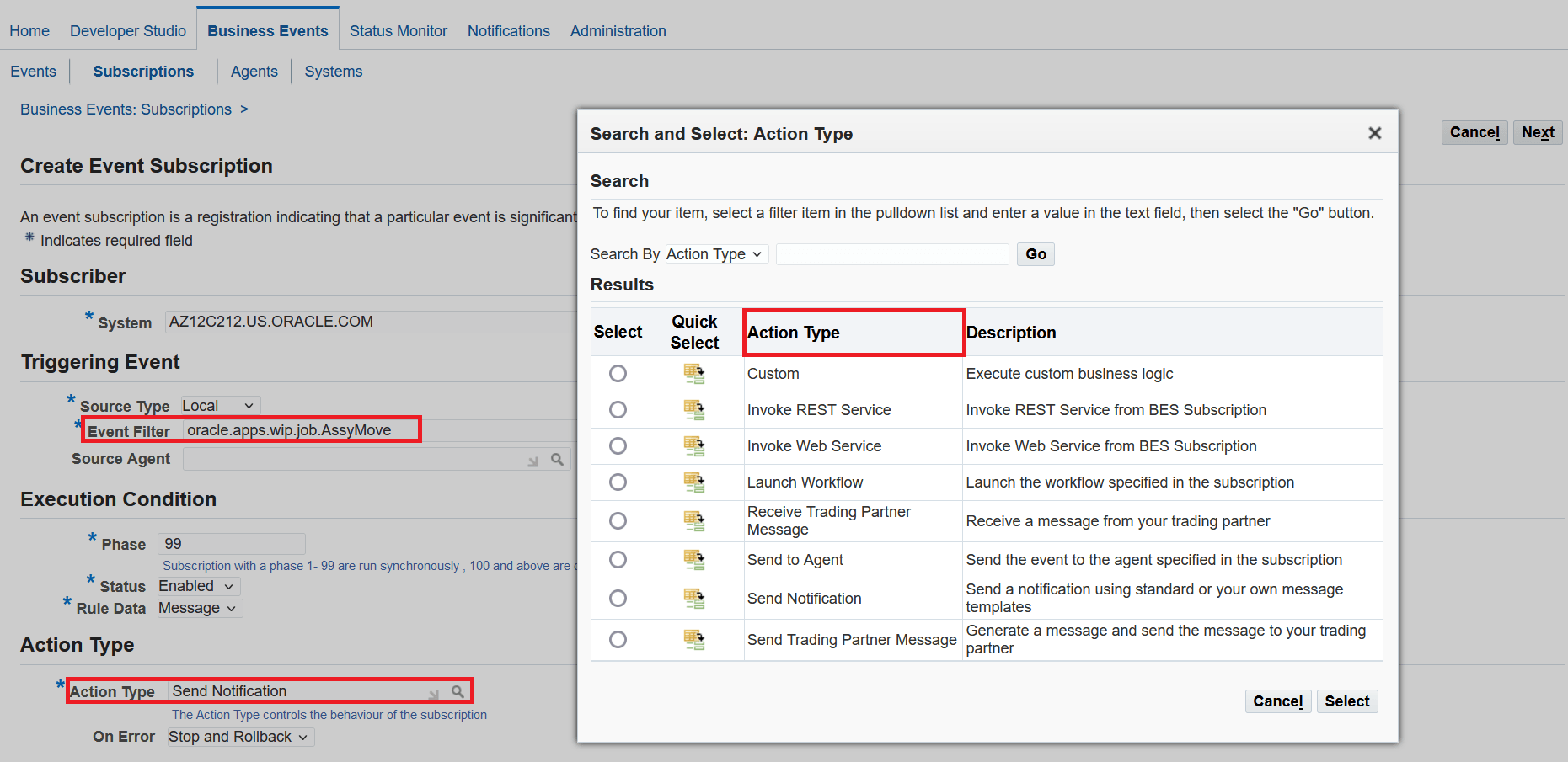 Create event subscription