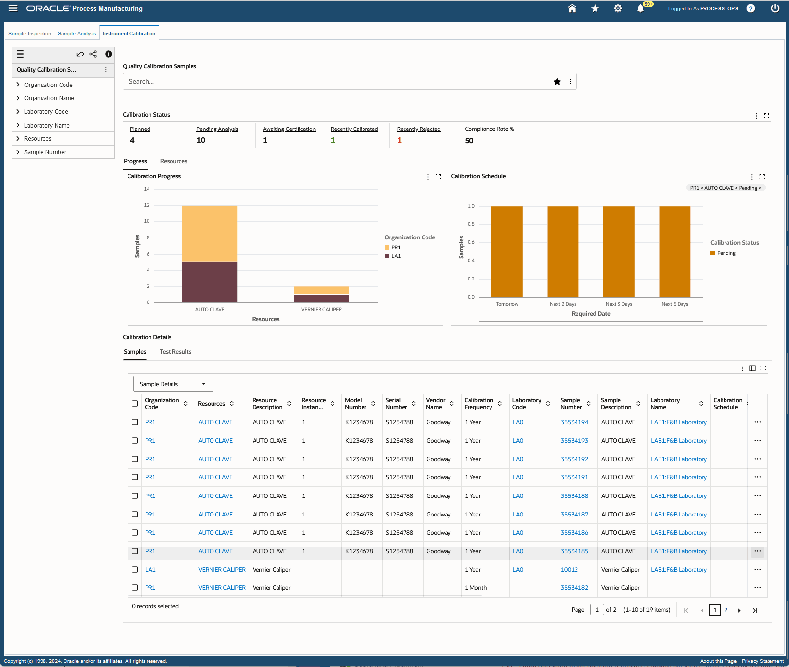 Instrument Calibration Dashboard