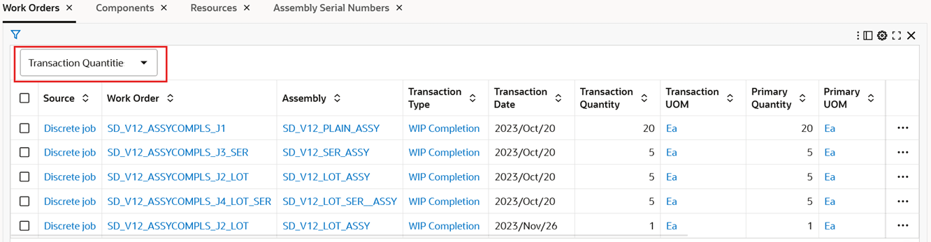 Transaction Quantities