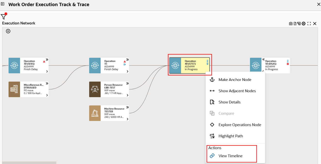 Operation timeline from the Operations node