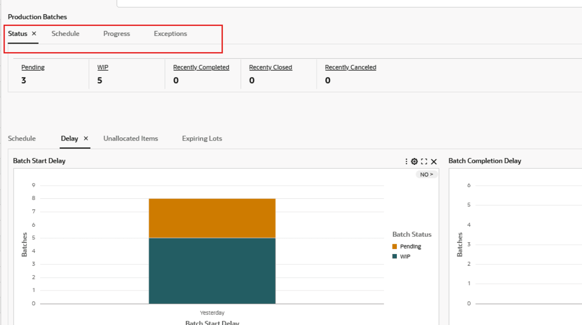 Batch Status DB Production Batches Metrics