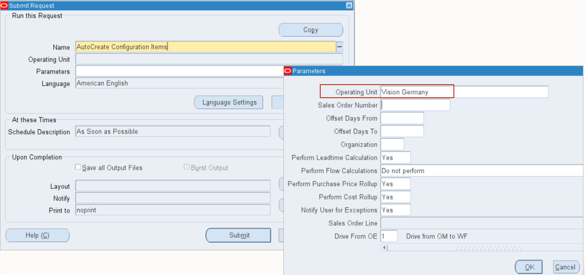  AutoCreate Configuration Items concurrent program for an operating unit