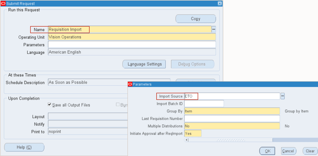 Requisition Import concurrent program
