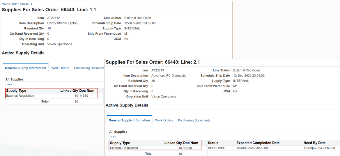 View external requisitions