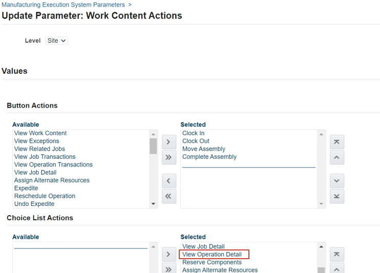Work Content Actions