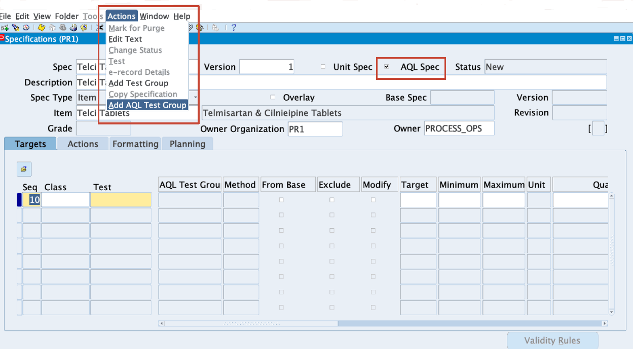 Add AQL Test Group