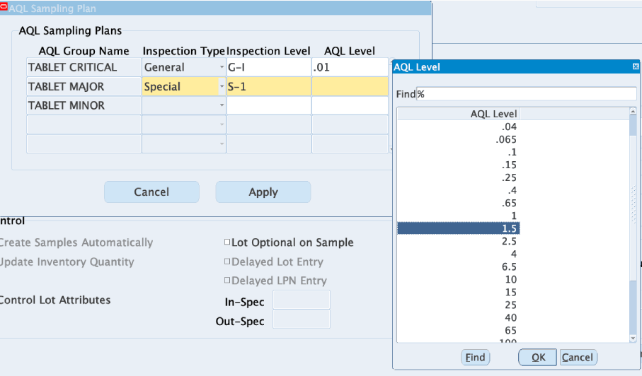 AQL Sampling Plan