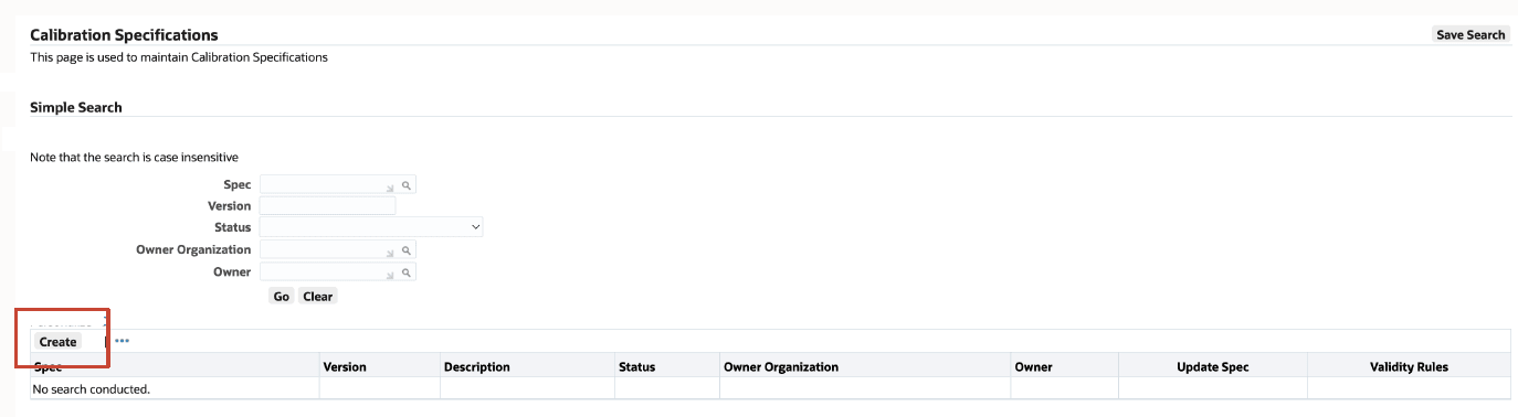 Calibration Specification
