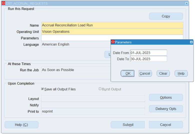 Accrual Reconciliation Load Run program