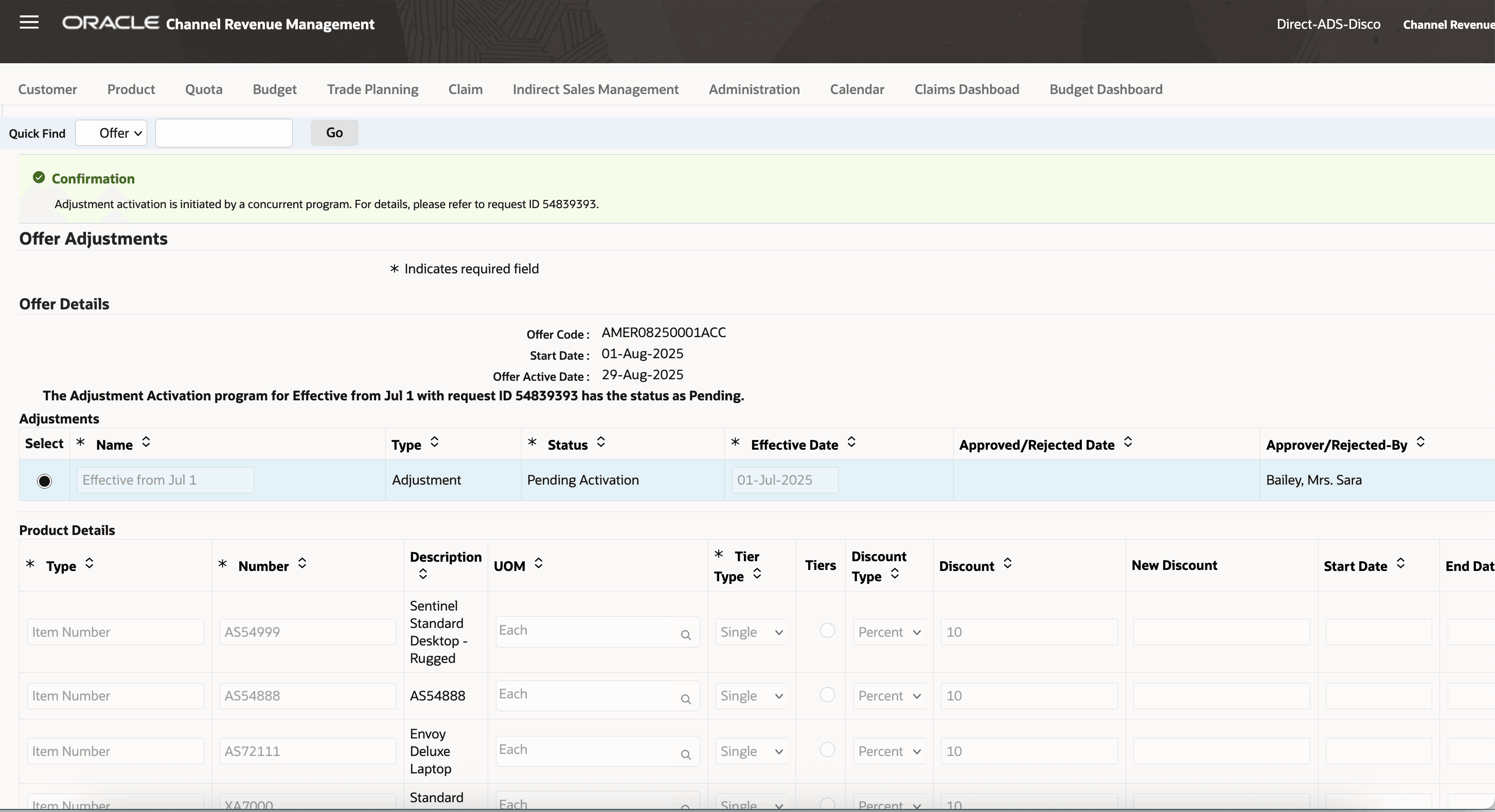Asynchronous Adjustment Activation