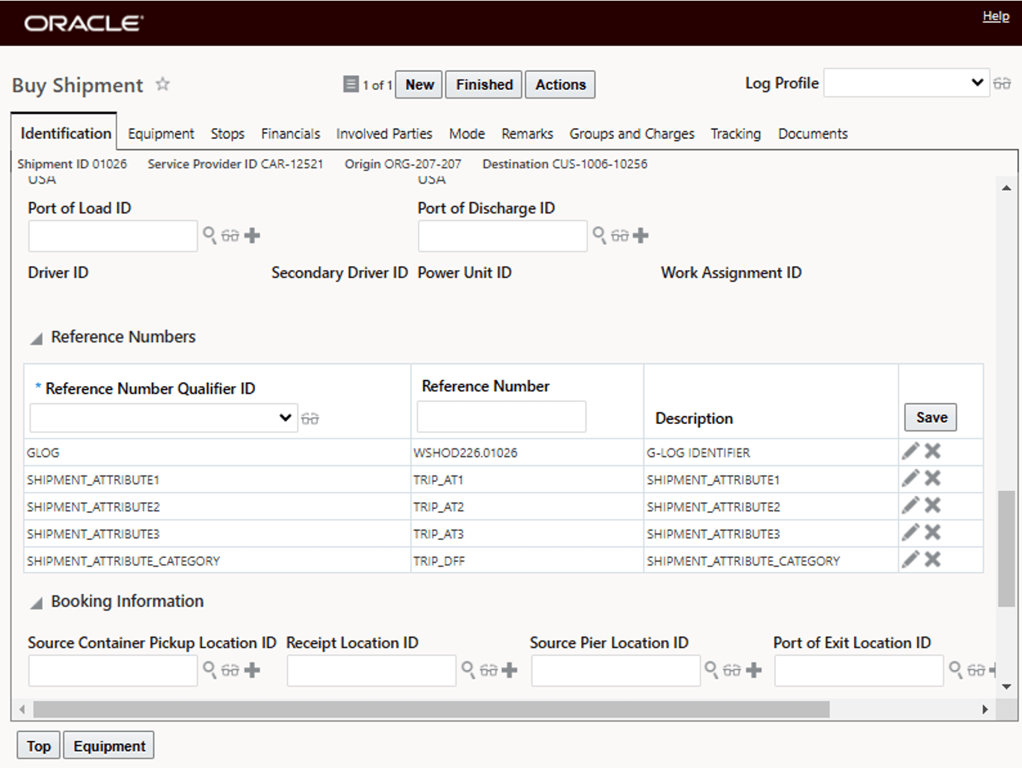 Shipment Reference Numbers