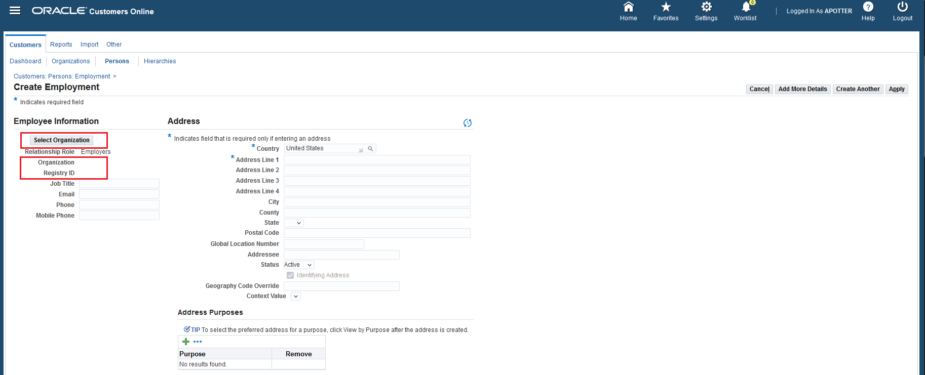 Person to Organization Relationship