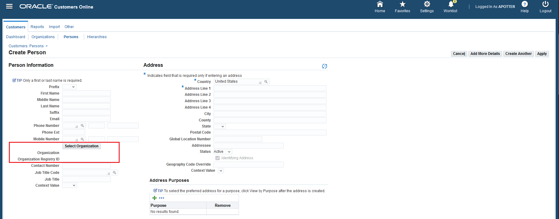 Person to Organization Relationship