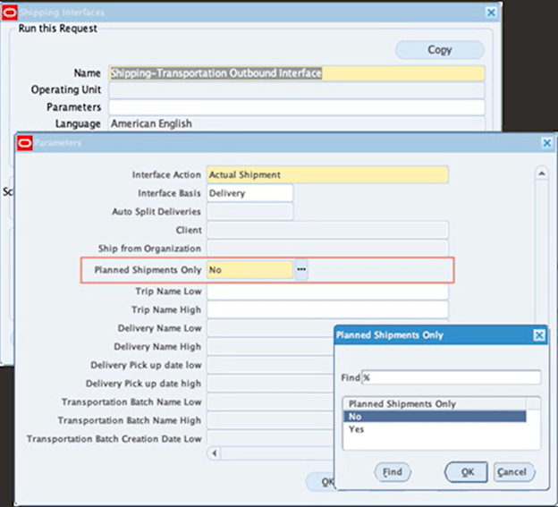 Shipping Transportation Outbound Interface Concurrent Program