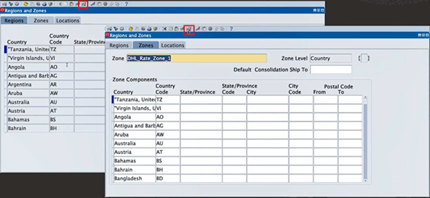 Delete Icon in the Regions and Zones tabs