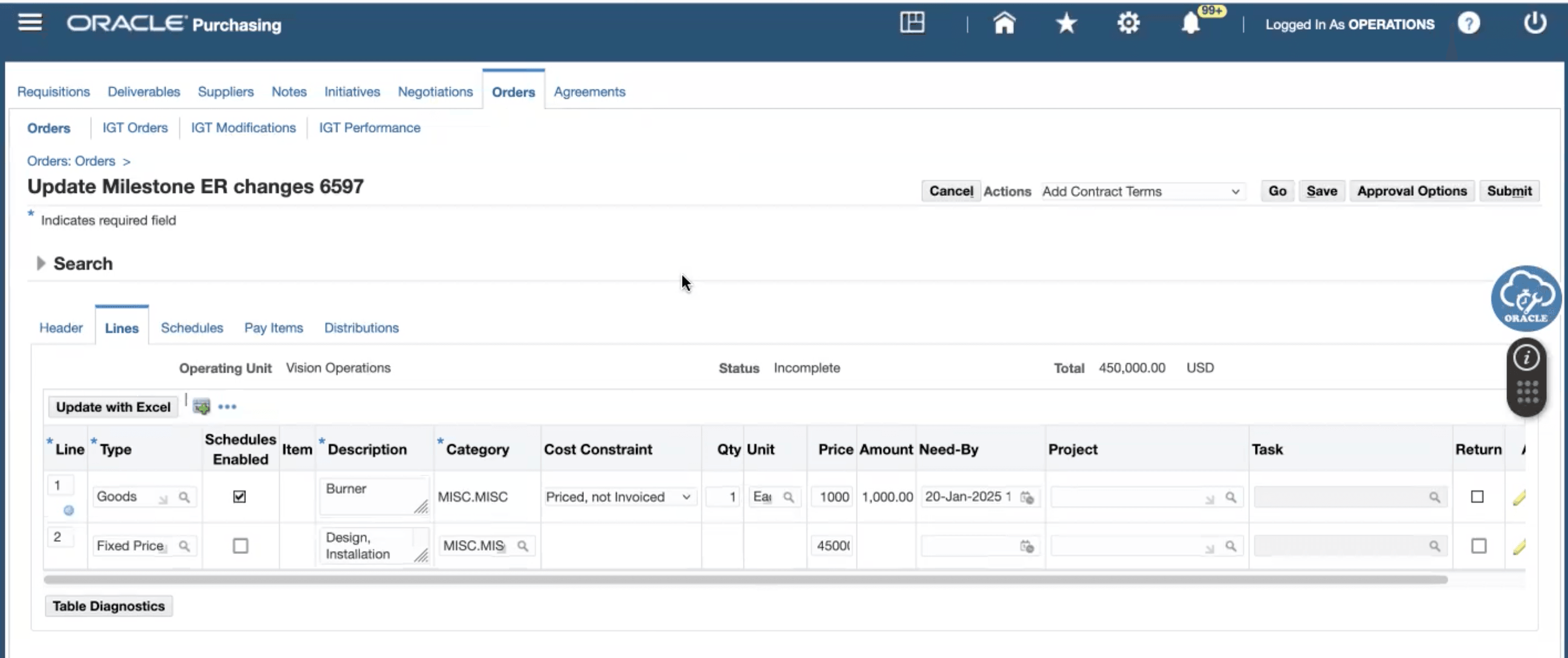 Priced Not Invoiced Cost Constraint