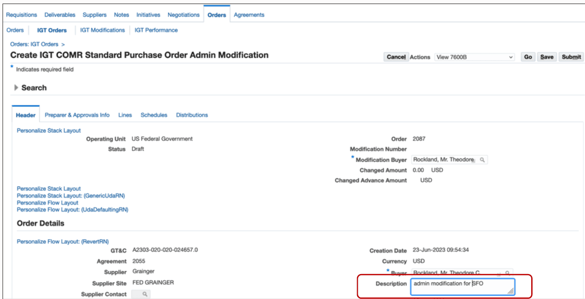 Administrative Change for Seller Facilitated Orders (SFO)