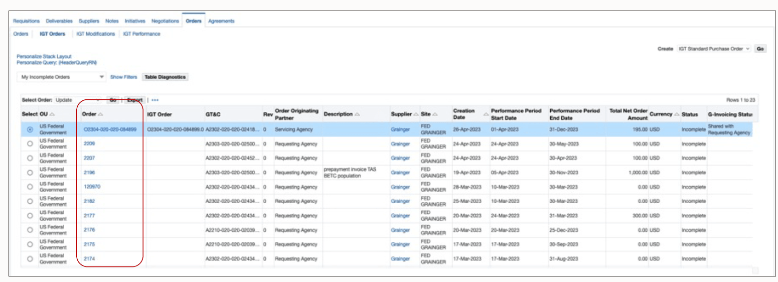IGT Standard Purchase Order