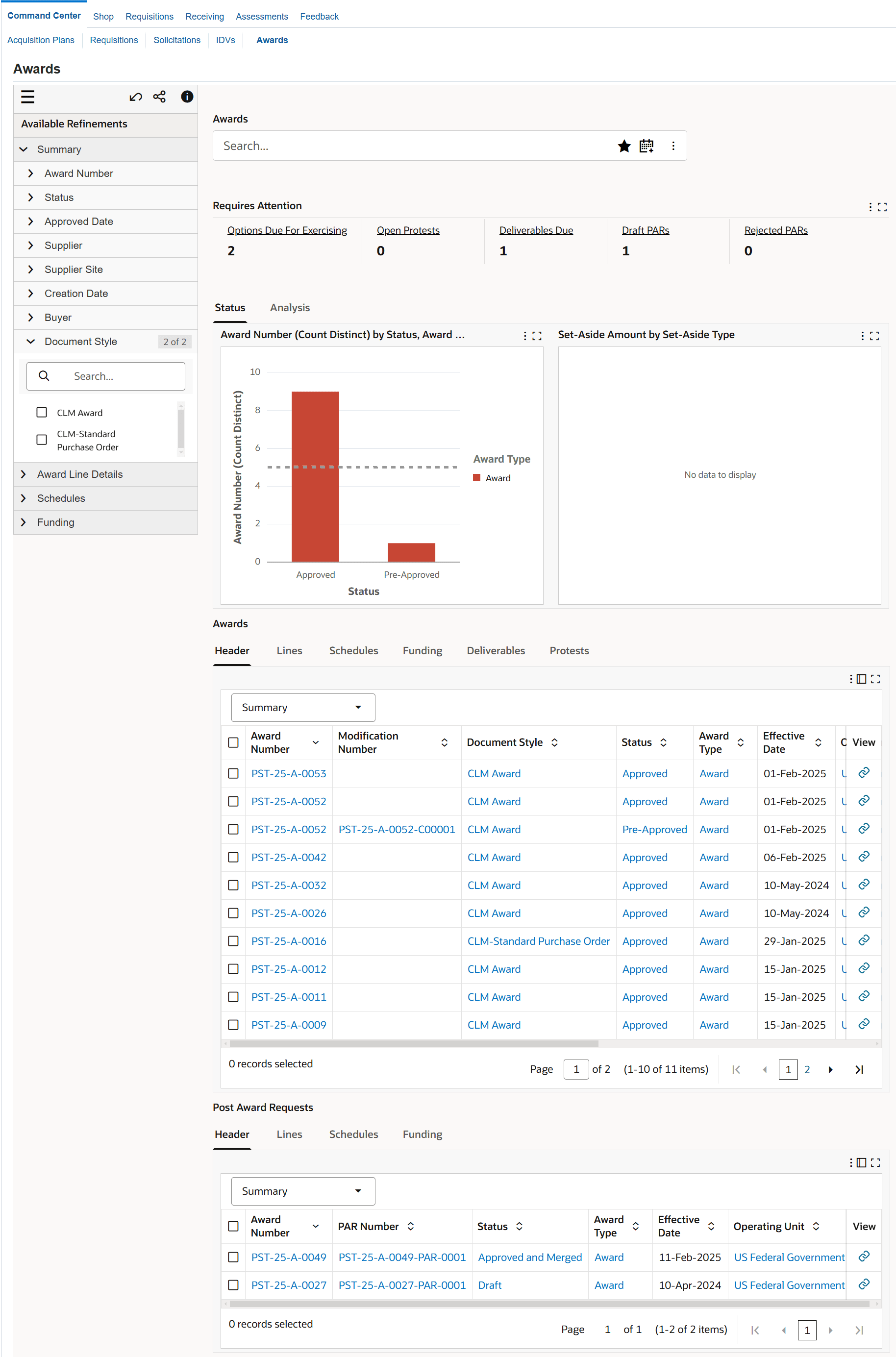 Awards Dashboard Document Style Refinement 